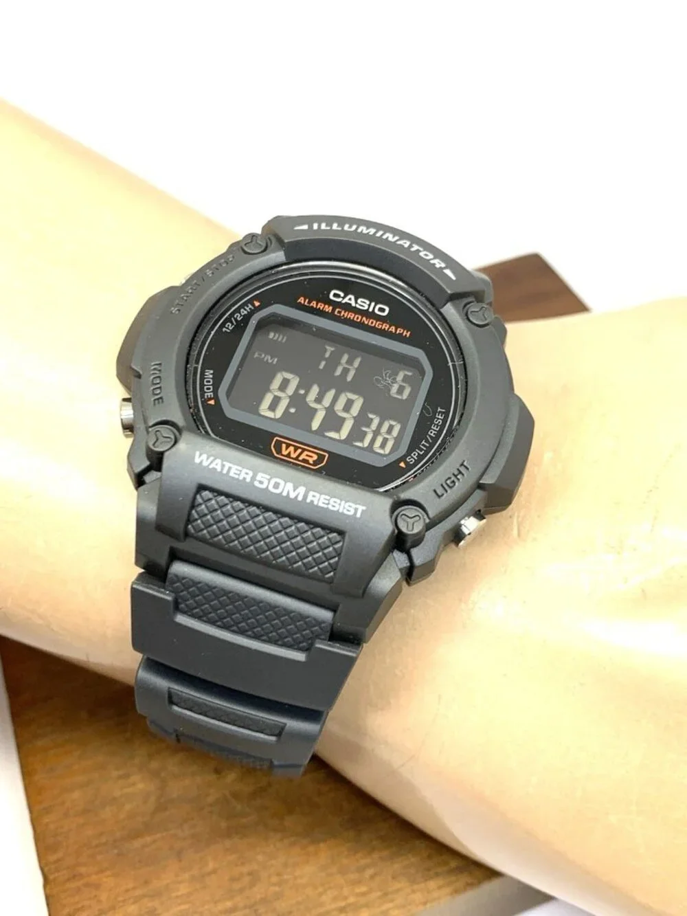 Casio Men's Watch W219H Illuminator Quartz Digital 42mm Gray Resin Sport 3224